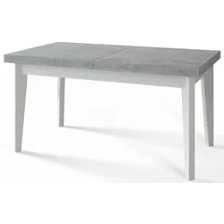 RECHTECKIGER Esszimmertisch SKANDI, ausziehbarer Tisch, Größe: 120-160X80X78 cm, Wohnzimmertisch Farbe: ATELIER, mit Holzbeinen in Farbe Weiß