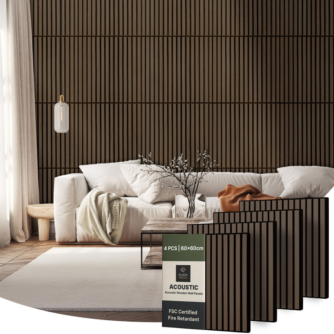 17 Stories Mehreen 60 cm x 60 cm 3D Wall Panel (4-pack) Smoked Oak 60cm H