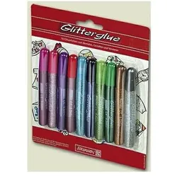 6x Brunnen, Künstlerfarbe + Bastelfarbe, Glitzerfarbe Glitterglue 10x9,5ml sortiert (95 ml)
