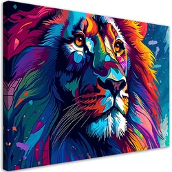WANDBILD bunte neon löwe abstraktion