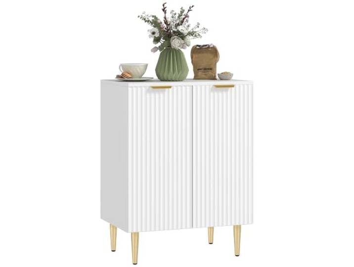 HOMCOM Sideboard Küchenschrank mit 2 Türen Schwarz Modern, verstellbares Regal, Wohnzimmer-Sideboard, Metallbeine, für den Flur