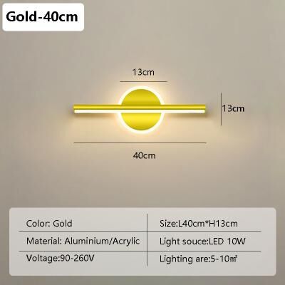 Top Demand Picks Modern Minimalist LED Wall Lamp, Black & Gold Mirror Light For Bathroom, Toilet & Home Decor, Long Strip Fixture gold 40cm cool White