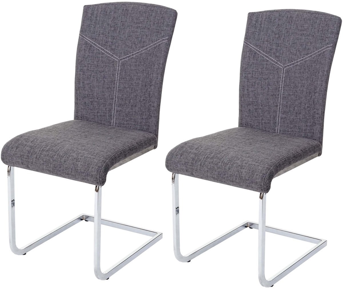Set van 2 MCW eetkamerstoelen MCW-F36 met cantilever onderstel, grijs textiel