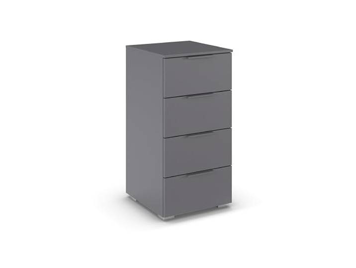 Rauch Möbel Alabama, Kommode, Farbe Grau metallic, Maße 40x81x42 cm Sideboard 4 Schubladen, Soft-Close-Funktion, Griff Grau metallic, für Schlafzimmer, Kinderzimmer, Garderobe, Flur