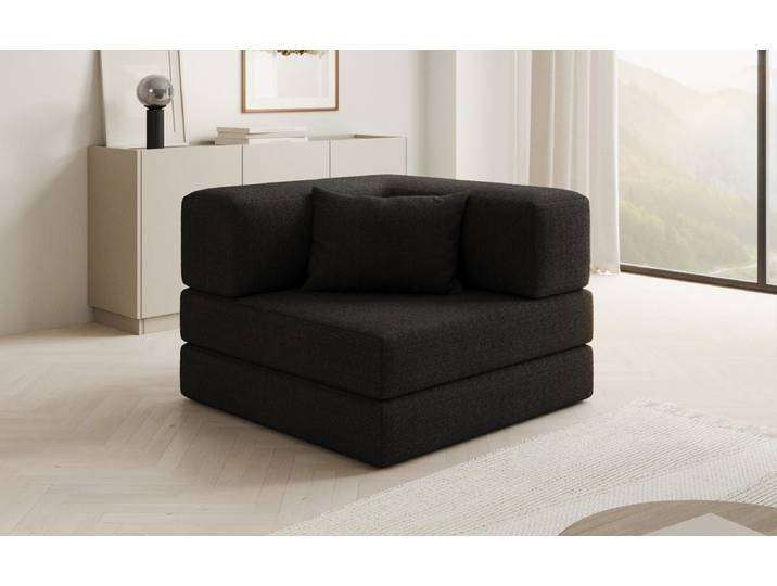 Designer Sofa-Sessel Lazy in Bouclé - Schwarz - Bouclé - Luxusbetten24