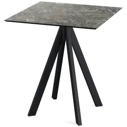 Feros Infinity Terrassentisch Schwarz gestell + Galaxy Marble HPL 70x70 cm