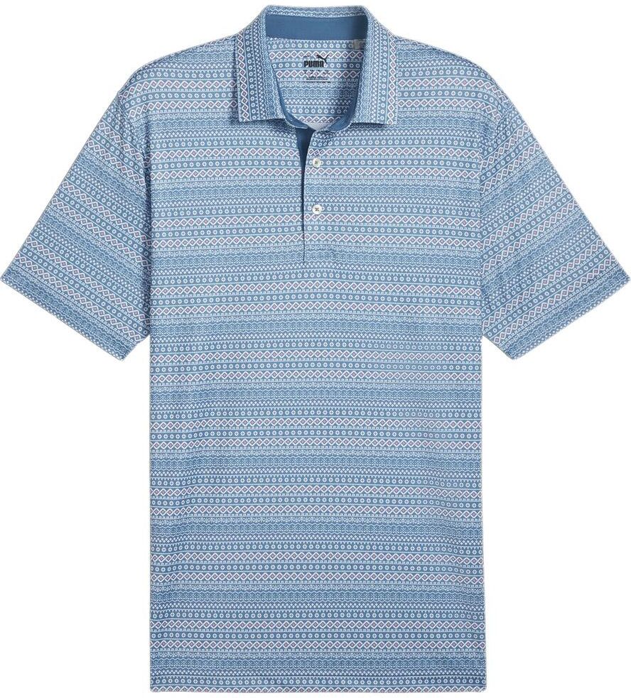 Puma Golf  - Fair Isle Micro Print Polo Blue Horizon White Glow - S - Polo