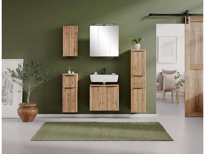 Armoire de toilette éclairé 60cm Beige/Marron
