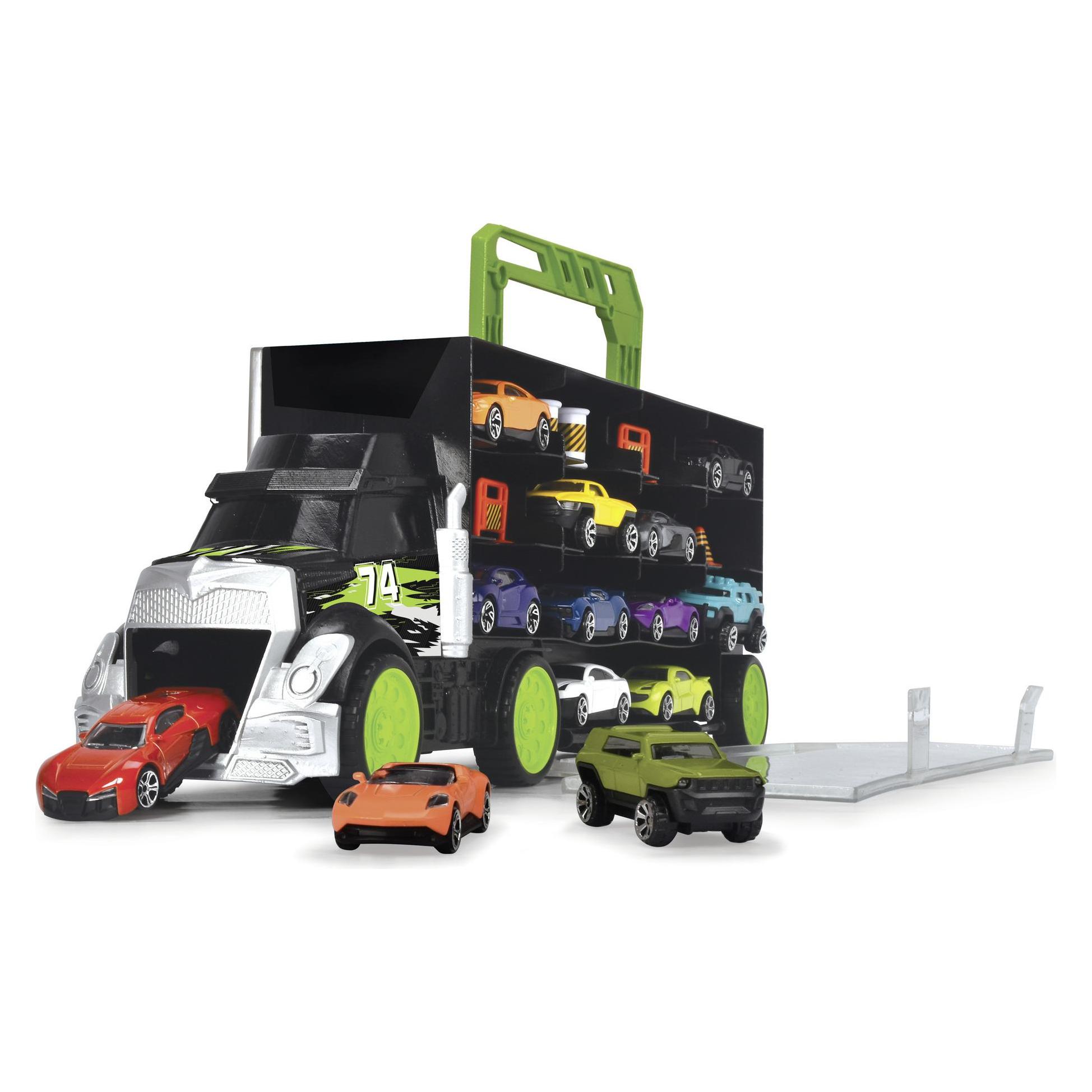 Dickie Transporter mit 4 Autos und Zubehör aus Druckguss (203747007)