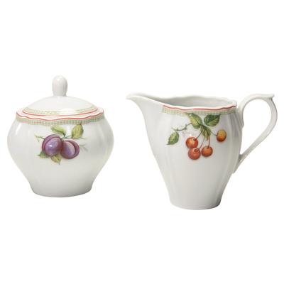 Milch- und Zuckerset CREATABLE "Flora Orchard", bunt (weiß, bunt), 2 Stk., Porzellan, Geschirr-Sets