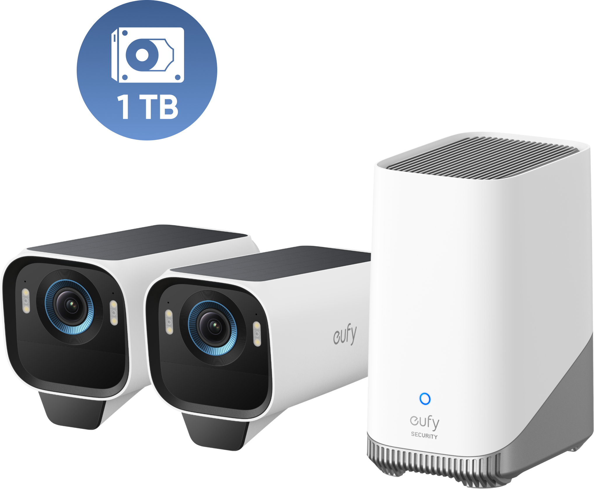 eufyCam S3 Pro 2-Cam Kit + 1 TB Hard Drive white