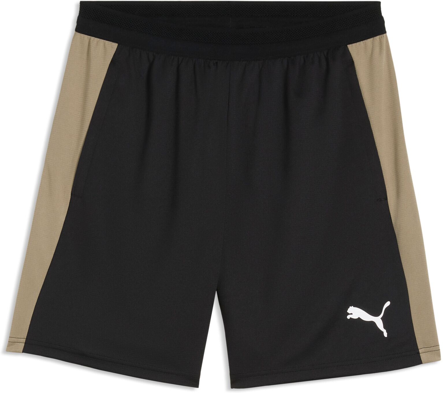 Trainingsshorts PUMA "INDIVIDUALFINAL SHORTS", Damen, Gr. M, N-Gr, schwarz (desert dust, puma weiß), Web, Obermaterial: 100% Polyester, unifarben, regular fit kurz, Hosen Trainingsshorts, für Fussball und sportliche Aktivitäten, unifarbenes Design desert 