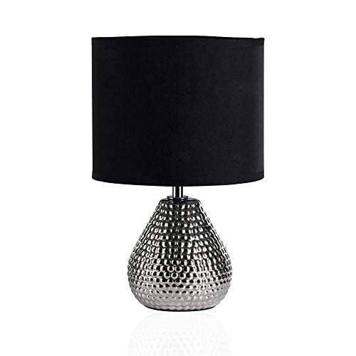 Pauleen Sip of Silver Tafellamp - Zilver en Zwart - Keramiek en Textiel - E14