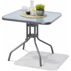 Mojawo, Gartentisch + Balkontisch, Bistrotisch Balkontisch Glastisch Gartentisch Tisch Silber Glas Metall 60x60cm