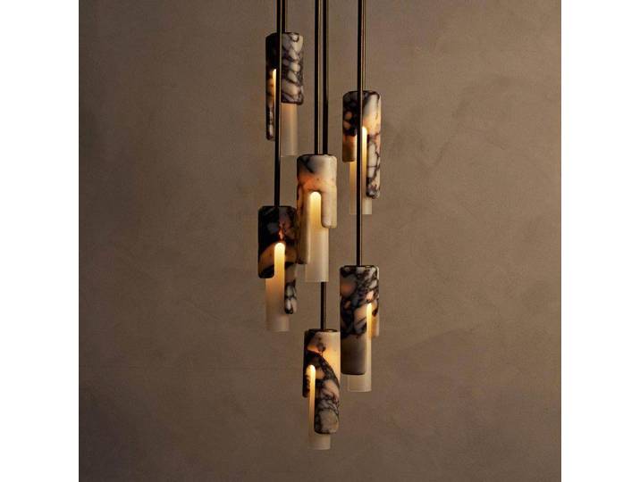 Lustre Bulgari haut de gamme en pierre naturelle de luxe, style Wabi-sabi, lampe suspendue artistique rétro pour chambre à coucher, chevet, salle à manger, décoration intérieure