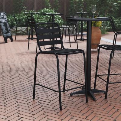Lancaster Home Commercial Indoor-Outdoor Restaurant Stack Stool with Triple Slat Back