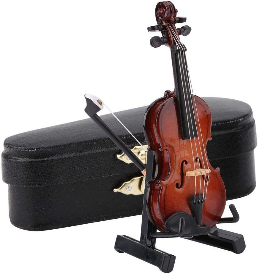 Miniatuur Viool met Houten Vioolkoffer - Decoratief Model van Muziekinstrument - B/D/H: 8 x 3 x 0,8 cm