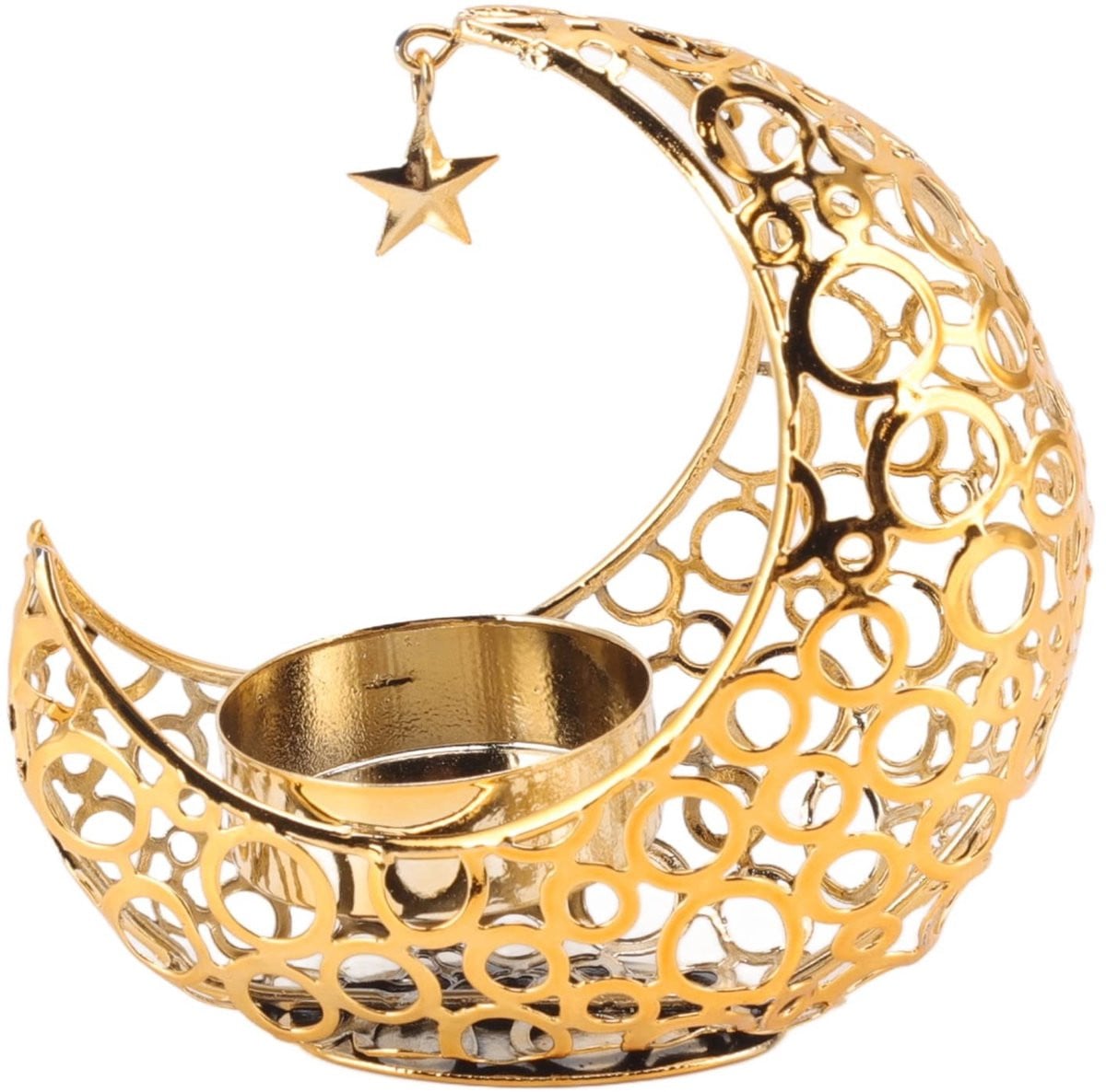 Allecto Maan Kaarsenhouder Goud - Halve Maan Kandelaar voor Ramadan en Decoratie