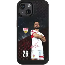 Nivocase Hülle für Apple iPhone 15 Handyhülle NIVOcore Case Schwarz Offizielles Lizenzprodukt VfB Stuttgart (Apple iPhone 15), Smartphone Hülle, Schwarz