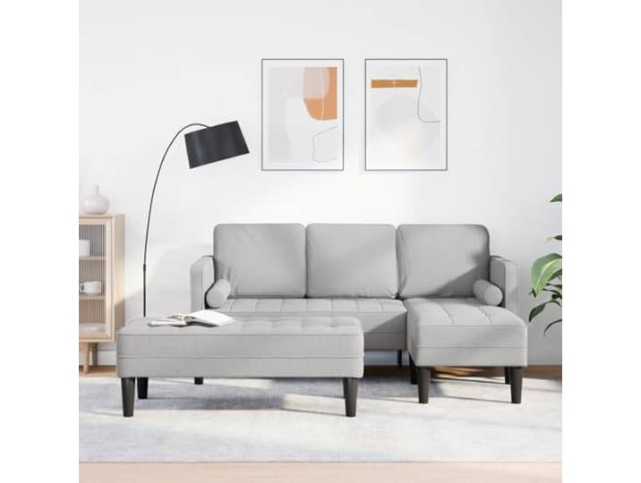HEFZGDB L-förmige Sofagarnitur Wolkengrau 2-TLG. mit Kissen aus Stoff – Modulares Design für Flexible Raumgestaltung, Bequeme Sitzgelegenheit mit hochdichten Schaumkissen,