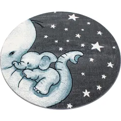 Kinderteppich TASNA, mit Elefanten-Motiv, Blau, Ø 160 cm