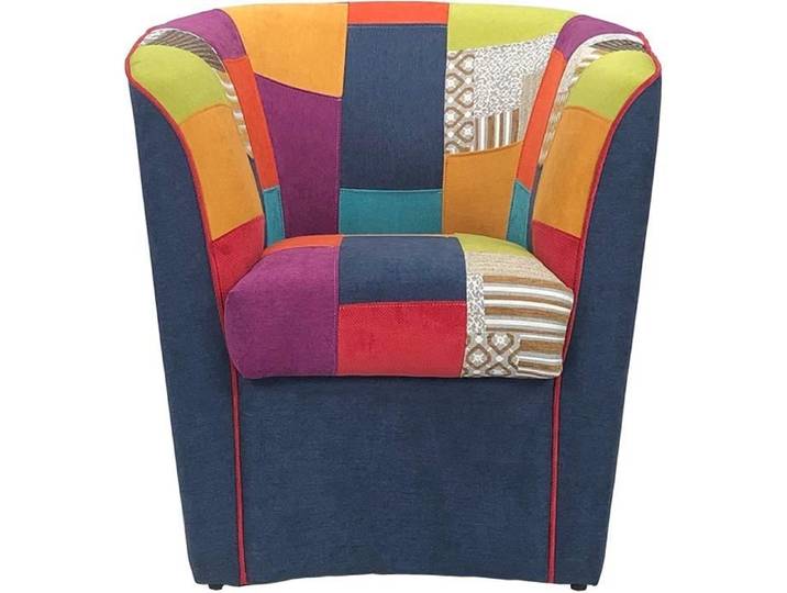 Fauteuil - Valentina - Patchwork - Confortable - Bois - Chambre - Design Contemporain