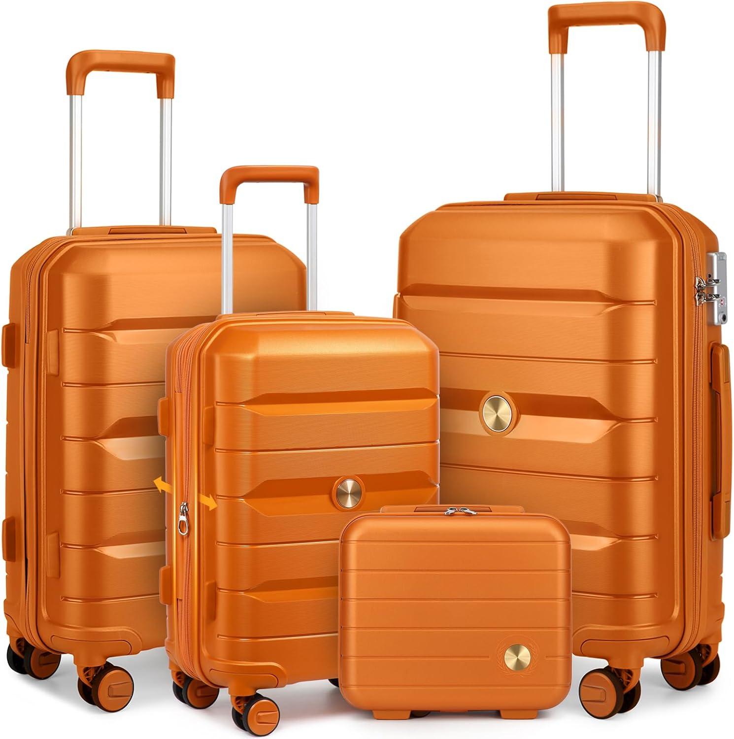 Sea Choice Koffer-Set, 4-teilig, Handgepäck-Trolley, Koffer mit Kosmetiktasche, Hartschalen-Polypropylen, Reisekoffer, TSA-Schloss, 4 Doppelrollen, Größen S-M-L-XL (Koffer-Set)