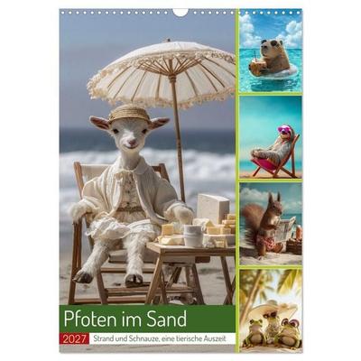 Pfoten im Sand (Wandkalender 2027 DIN A3 hoch), CALVENDO Monatskalender