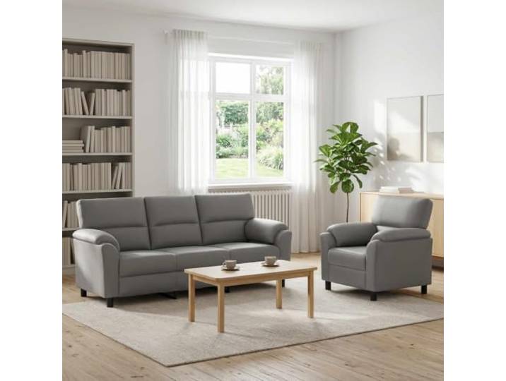 Sofa-Set 2 pcs Hellgrau Samt Metallrahmen,Kissenrücken,konische Beine,leichter Tuchabwisch,drinnen