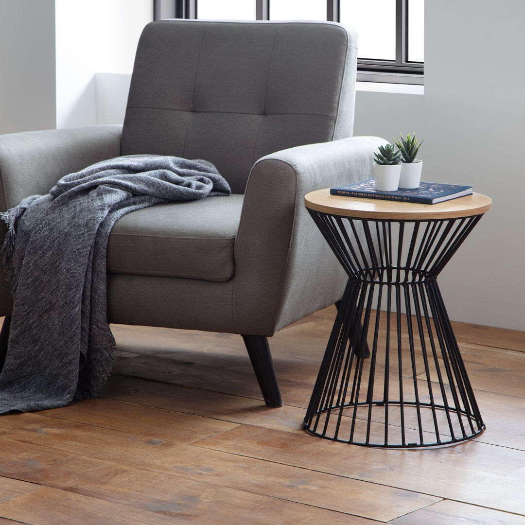 Ebern Designs Leifsson Pedestal Round Side Table Euro Oak 51cm H X 40cm W X 40cm D