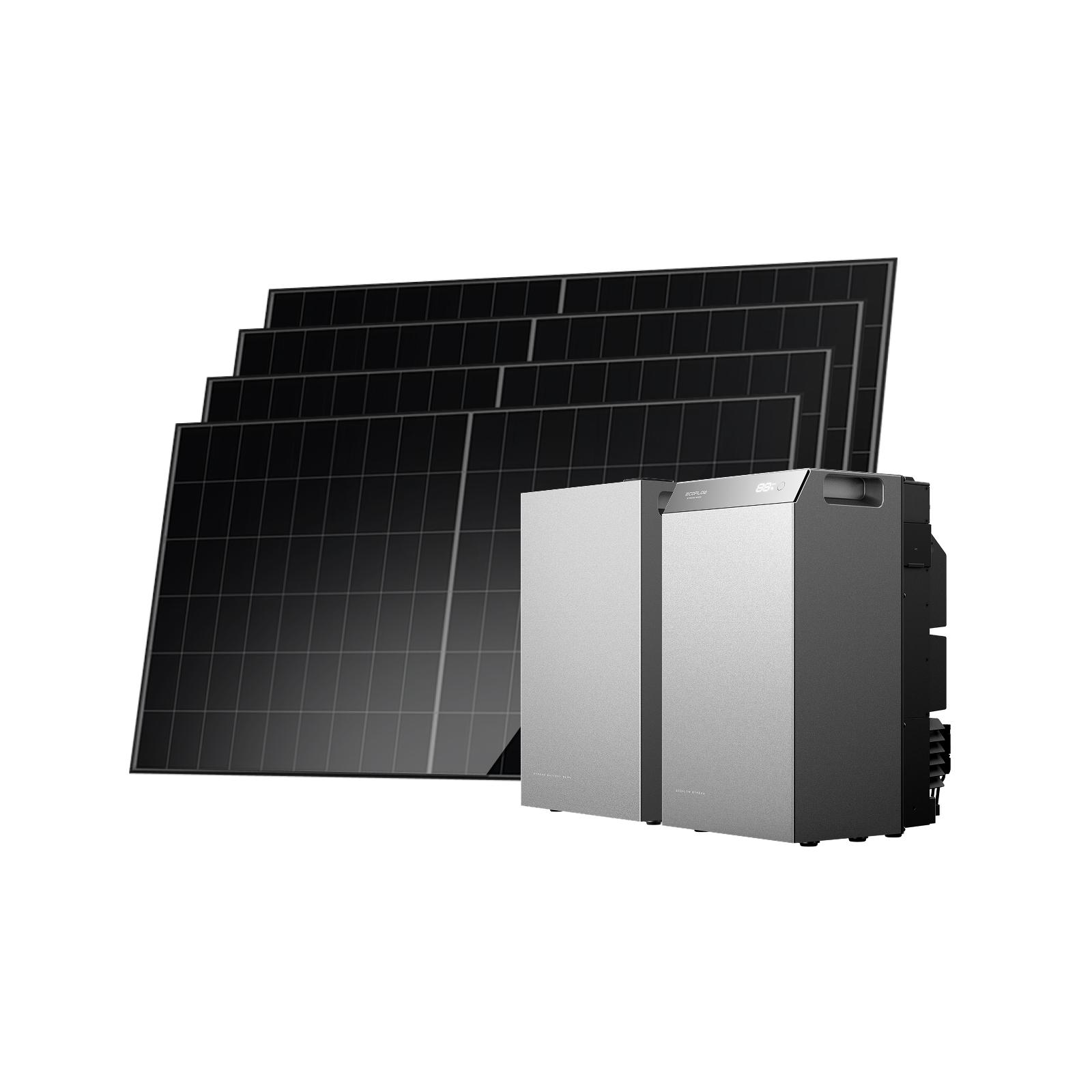 EcoFlow STREAM 5000 Solarspeicher, 5.024 Wh, Erweiterungsbatterie + 4 x 500W Solarpanels, Balkonkraftwerk mit Speicher 0% MwSt
