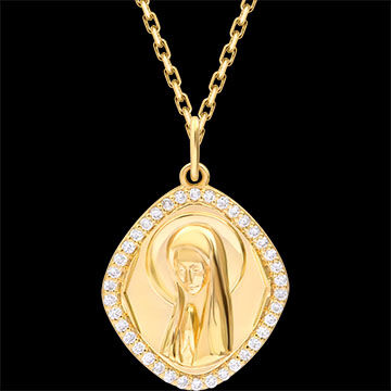 Edenly Medaillon Maria mit Diamanten â€“ 18-karÃ¤tiges Gelbgold und synthetisch