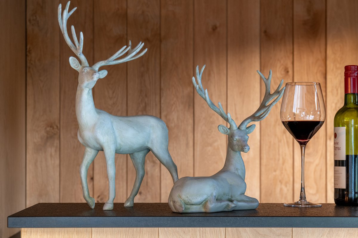 J-Line Decoratie Hert Liggend - Grijsblauw - Polyresin