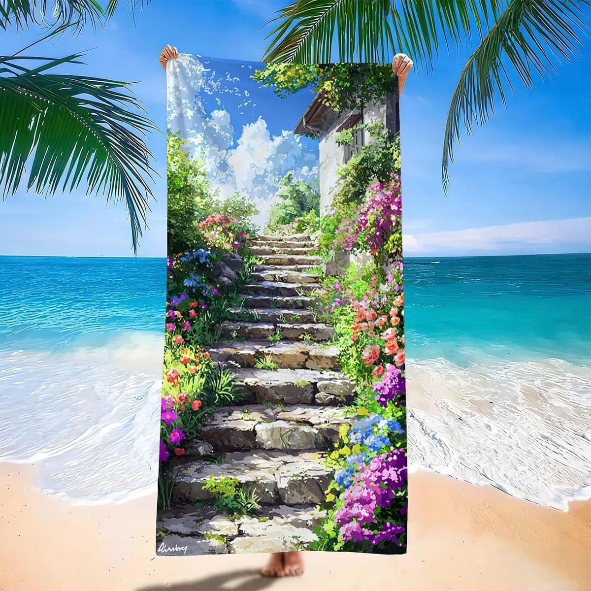 Microvezel Strandlaken met Bloemenprint voor Volwassenen - 100 x 200 cm