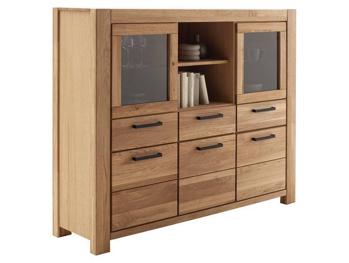Lomadox Highboard SELISTE-06, Massivholzmöbel, Eiche teilmassiv geölt, 172cm breit