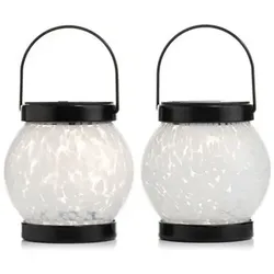 LUMIDA Garden 2 Solar-Laternen Designglas warmweiße LED Ø 12,5cm, Höhe 12cm