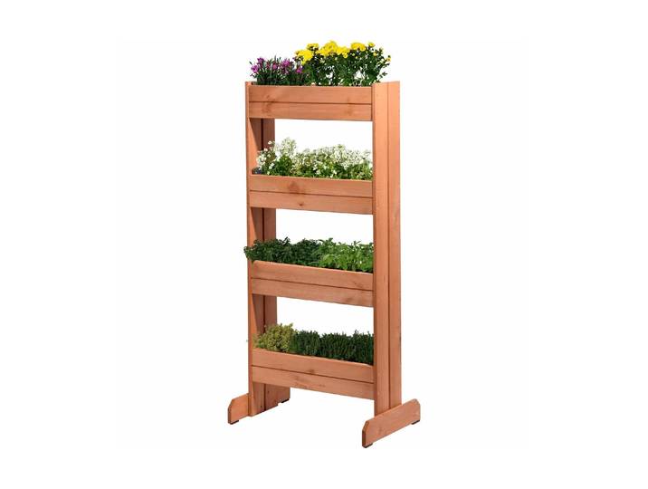 Hochbeet DOBAR mit 4 Pflanzkästen , braun, B:55cm H:125cm T:40cm, Pflanzgefässe, Hochbeet