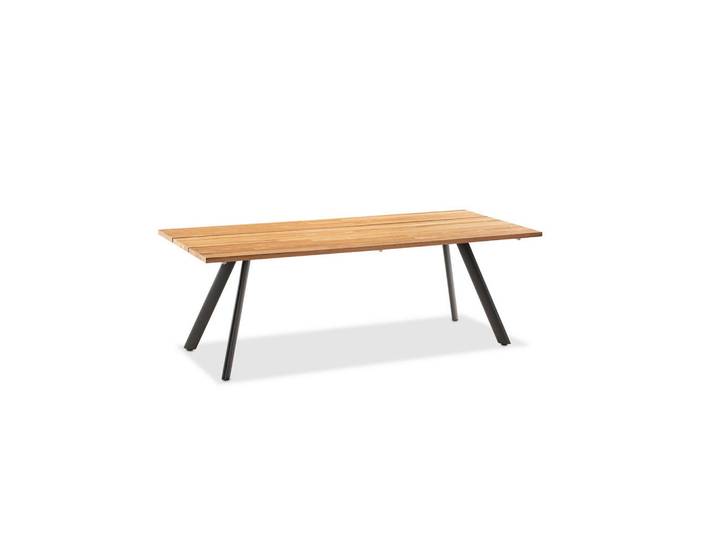 Niehoff Garden Gartentisch, Anthrazit, Teakfarben, Holz, Teakholz, massiv, rechteckig, Stativgestell, 95x76x180 cm, Gartenmöbel, Gartentisch, Gartentische