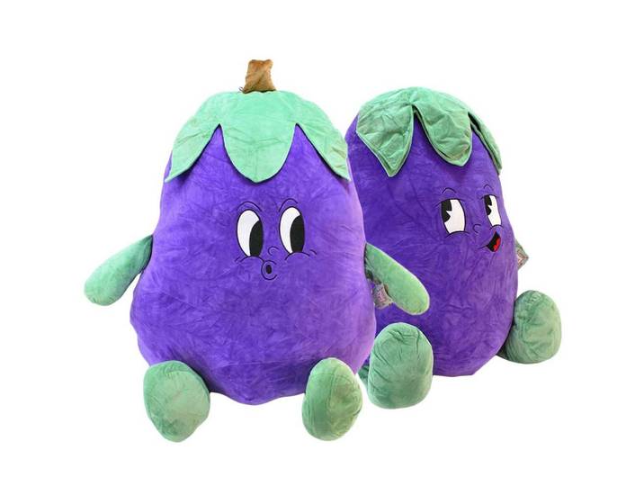 Landahl & Baumann Kuscheltier Kuscheltier Aubergine XXL mit Cartoon Gesicht - ca. 90 cm (2-St)