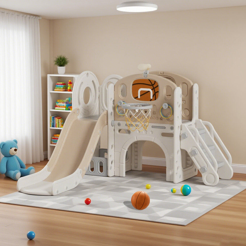 Living And Home Indoor Slide Beige+Coffee 111cm H X 150cm W X 155cm D