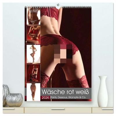 Wäsche rot weiß (hochwertiger Premium Wandkalender 2026 DIN A2 hoch), Kunstdruck in Hochglanz