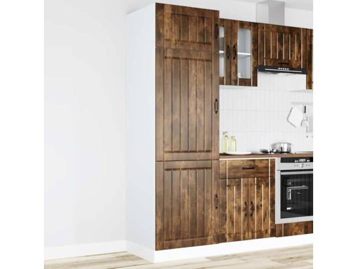 KGHFDVB Küchenschrank 60 x 57 x 207 cm Lucca aus Holzwerkstoff Räuchereiche Holzwerkstoff Räuchereiche, verstellbare Füße, viel Stauraum für Küchengeräte, 75 kg belastbar, für kleine Küchen