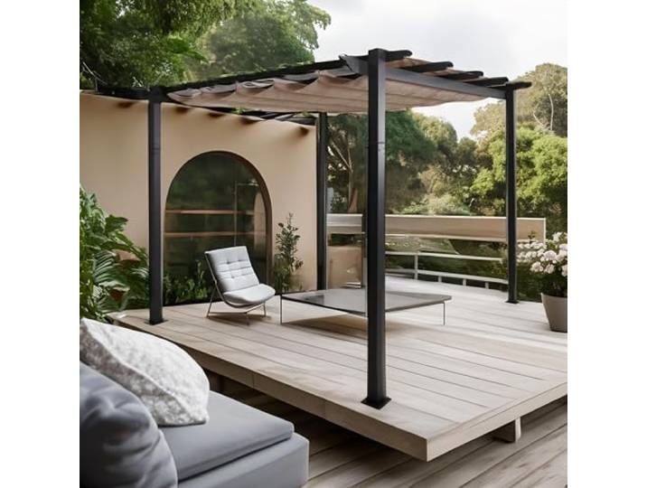 Mendler Aluminium Pergola HWC-N93 3x3m - Creme-beige