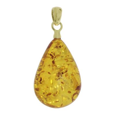 Kettenanhänger OSTSEE-SCHMUCK "Ostsee-Schmuck Anhänger", gelb, Schmuckanhänger, Damen, 36 x 18mm, Bernstein, 3 g, Kettenanhänger