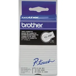 Brother Schriftbandkassette 9mm TC-291 weiß/schwarz Packung mit 20 Stück