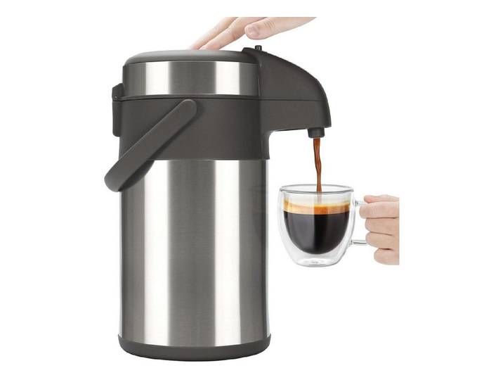 LuxusKollektion Pump-Isolierkanne 3,0 Liter Pumpkannen Edelstahl Kaffeespender Vakuum Isolierkanne