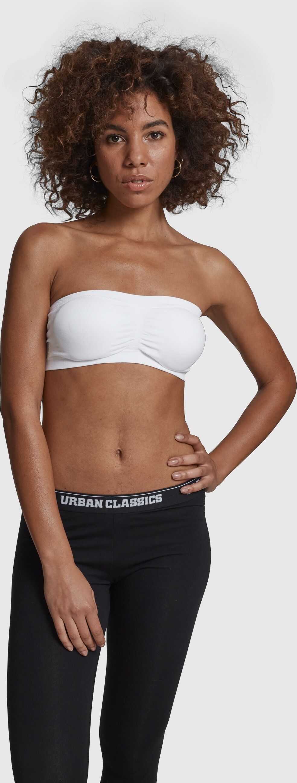 Sport-BH URBAN CLASSICS "Urban Classics Damen Ladies Pads", Damen, Gr. L, Cup 0, weiß, 90% Polyamid, 10% Elasthan, BHs Sport-BH
