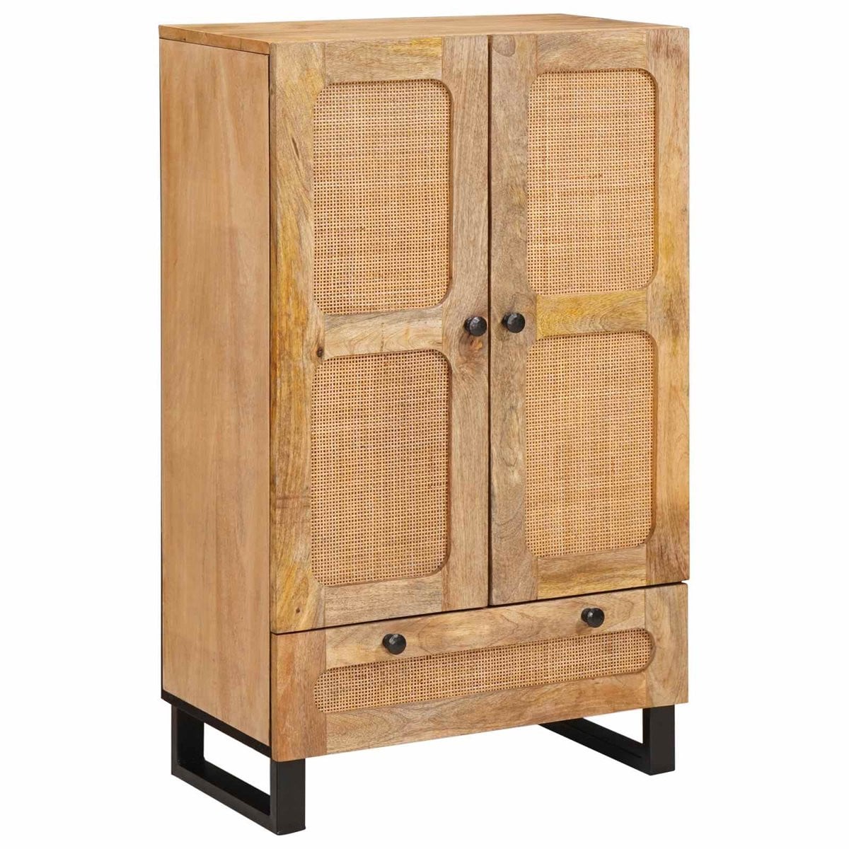 vidaXL Highboard met lade van massief mangohout, Bruin, B: 40 cm, D: 33 cm, H: 110 cm