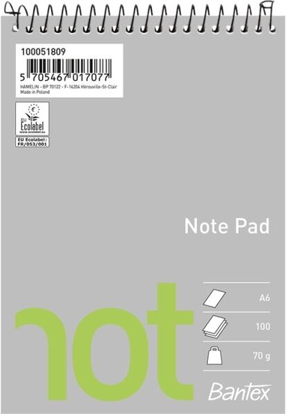 Bantex Not Spiralblok   A6   Blank