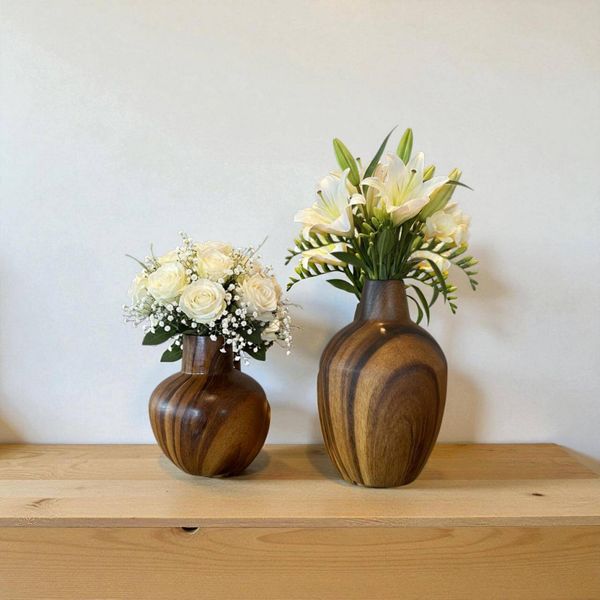 Keramikvase in Holzoptik von formano - H. 15 & 20 cm